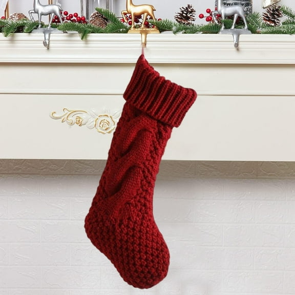 KCEHTA Knit Christmas Stockings, Large Knitted Xmas Stockings, Personalized Christmas Stockings, Fireplace Hanging Stockings for Xmas Home Party Farmhouse Decor