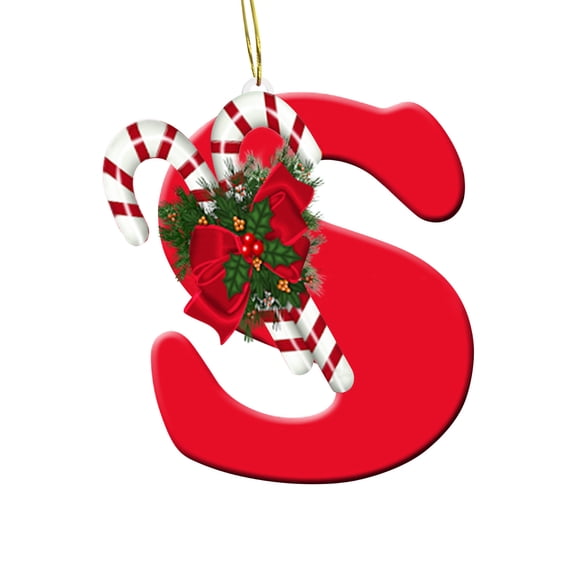 KCEHTA Letter Christmas Ornaments, Letter Ornaments for Christmas Tree, Christmas Initial Ornaments with Candy Cane Christmas Bow, Personalized DIY 26 Letters Christmas Tree Hanging Pendant