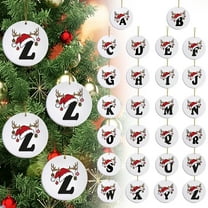 KCEHTA Letter Ornaments for Christmas Tree, Alphabet Letter Christmas Ornaments, Christmas Initial Ornaments with Santa Hat, Personalized DIY 26 Letters Christmas Tree Decoration Pendant