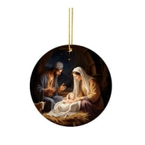 KCEHTA Nativity Christmas Ornaments 2024, Christmas Nativity Scene Ornaments, Nativity Ornaments for Christmas Tree, Round Acrylic Birth of Jesus Decor Christian Christmas Decorations