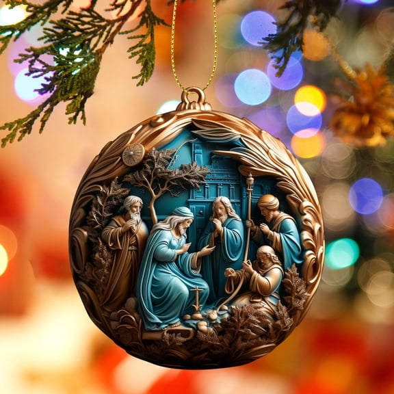 KCEHTA Nativity Christmas Ornaments, Nativity Ornaments for Christmas Tree, Nativity Scene Ornaments, Christian Christmas Ornaments, Acrylic Flat Christmas Tree Hanging Ornaments