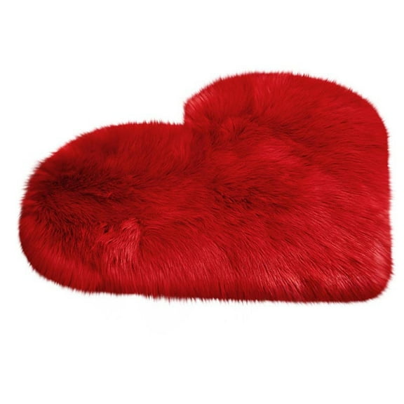 KCEHTA Red Heart Shaped Rug, Fluffy Heart Rug, Faux Fur Heart Shaped Area Rug, Cute Heart Rugs, Non Slip Plush Floor Mat Living Room Bedroom Home Office Carpet Mat