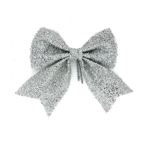 KCEHTA Silver Glitter Bows for Christmas Tree, Sequin Bow Christmas Tree Topper, Christmas Wreath Bows, Christmas Bow Decorations, Christmas Tree Bows for Home Party Decor