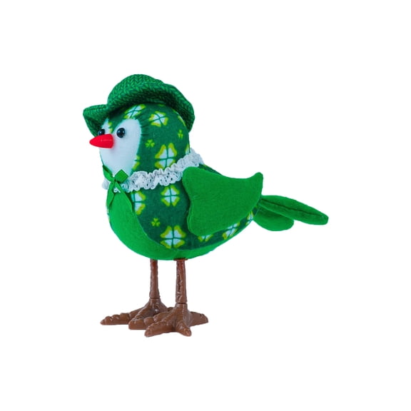 KCEHTA St Patricks Day Bird Decorations with Lights, St. Patrick's Day Bird Decor, Green Irish Bird Plush Doll Standing Figurine Birds Ornaments St Patricks Day Table Decorations for Home Office