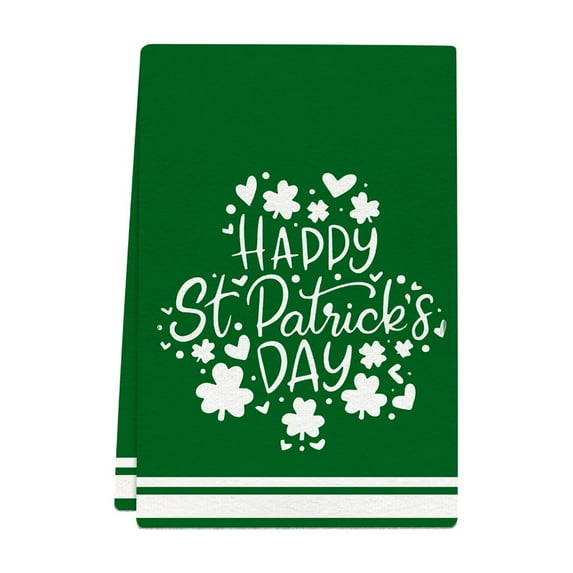 KCEHTA St Patricks Day Kitchen Towels Green Shamrock Decorations Hand Towels Farmhouse Home Decor