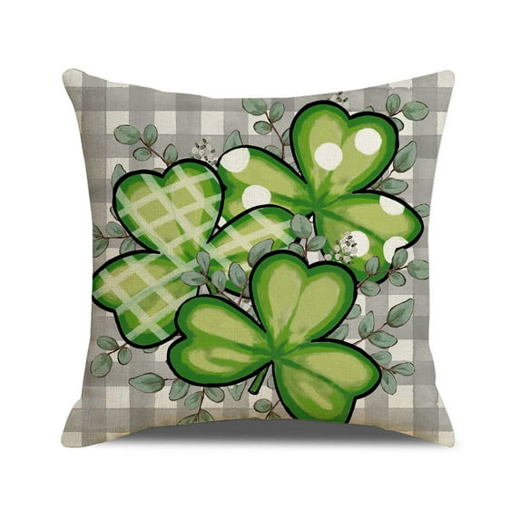 KCEHTA St Patricks Day Pillow Covers 18x18 Green Shamrock Pillowcase for Couch Sofa Bed Home Decor