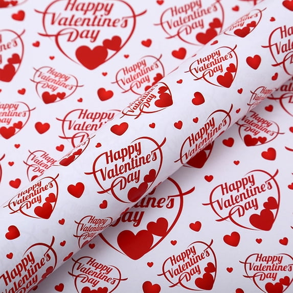 KCEHTA Valentine’s Day Wrapping Paper, Heart Wrapping Paper Roll, Valentine Gift Wrapping Paper, Christmas Gift Box Wrapping Paper, Folded Flat Wrapping Paper for Birthday, Wedding, Anniversary