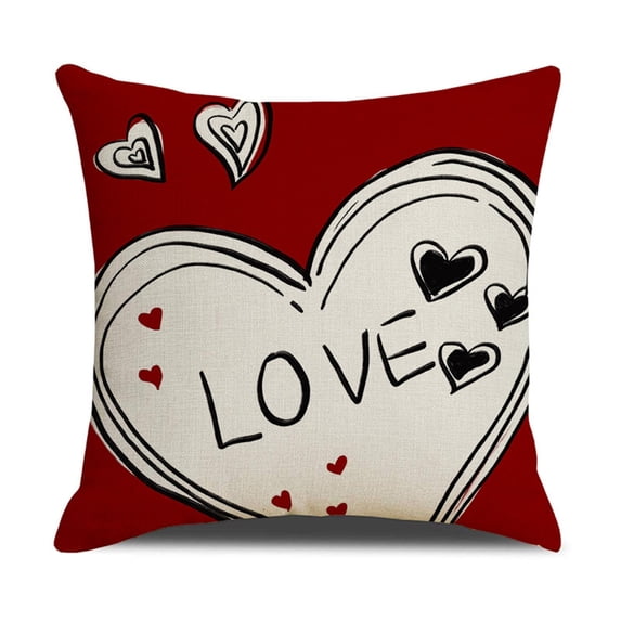 KCEHTA Valentines Day Pillow Covers 18x18 inch Valentines Day Pillow Cases, Heart Decorative Throw Pillow Covers for Couch Bed Sofa, Anniversary Wedding Birthday Valentines Day Decorations