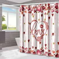 KCEHTA Valentines Day Shower Curtain, Valentines Shower Curtain, Valentine Heart Shower Curtain with Hooks, Valentines Day Decor, Cute Shower Curtain for Bathroom Decor