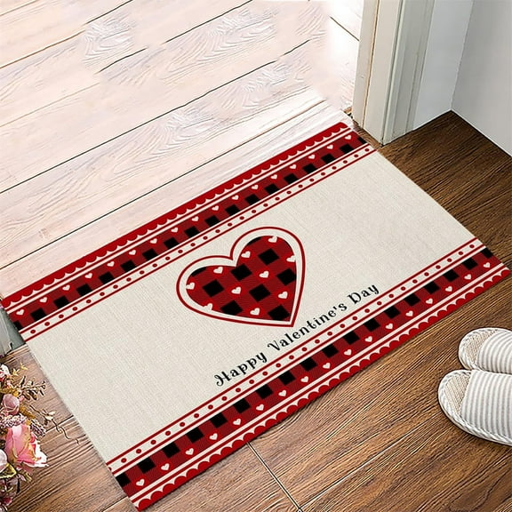 KCEHTA Valentines Door Mat, Valentines Day Welcome Mat Non Slip Washable Love Heart Valentines Day Doormat Indoor Outdoor Front Door Porch Wedding Anniversary Valentines Day Decorations Home Decor