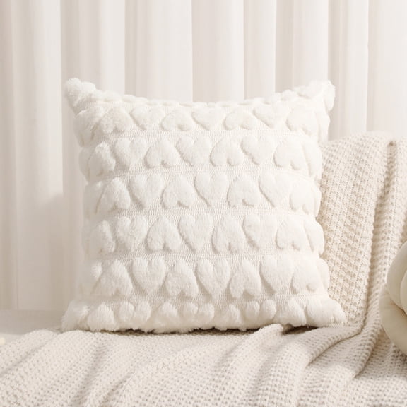 KCEHTA Valentines Pillow Covers 18x18 inch Soft Plush Cute Heart Throw Pillow Covers Decorative Pillowcase Cushion Cover for Sofa Couch Bed Living Room Wedding Anniversary Valentines Day Decorations