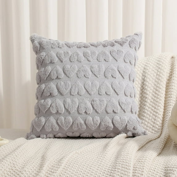 KCEHTA Valentines Pillow Covers 18x18 inch Soft Plush Cute Heart Throw Pillow Covers Decorative Pillowcase Cushion Cover for Sofa Couch Bed Living Room Wedding Anniversary Valentines Day Decorations