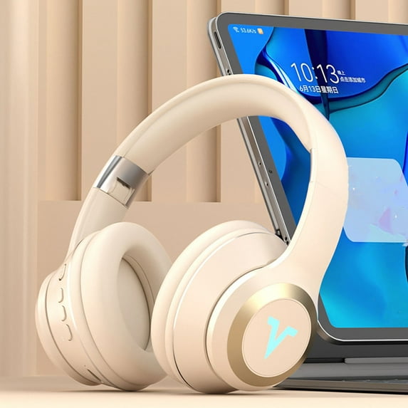 KCEHTA White Wireless Bluetooth Gaming Headset, Over Ear Stereo Headphones with Mic, 28H Battery RGB Lights for Xbox Switch