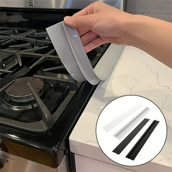 KCGYNP Silicone Stove Gap Cover, Heat-Resistant & Oil-Proof Kitchen Countertop Protector, 21in Universal Stovetop Sealer for Spills, Easy Clean Waterproof Barrier (2-Pack, Black)