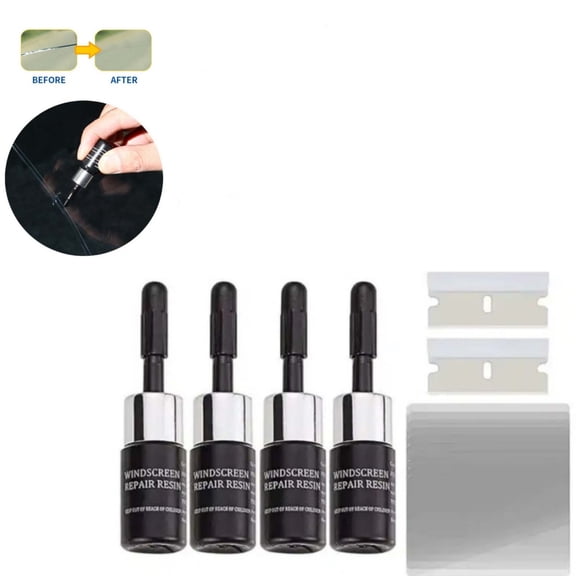 KCGYNP Automotive Glass Repair Fluid 12ml x 4,Advanced Resin for Crack & Chip Fix,Invisible Repair,Protects Against Future Cracks,for Windshields & Glass Items