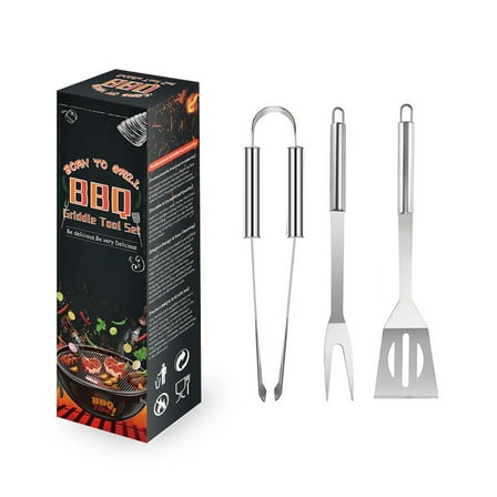 KCGYNP BBQ Tool Set Clearance,Stainless Steel Grill Utensils 14.17x4.33x3.15 Inch,Complete BBQ Accessories,Camping Cooking Kit