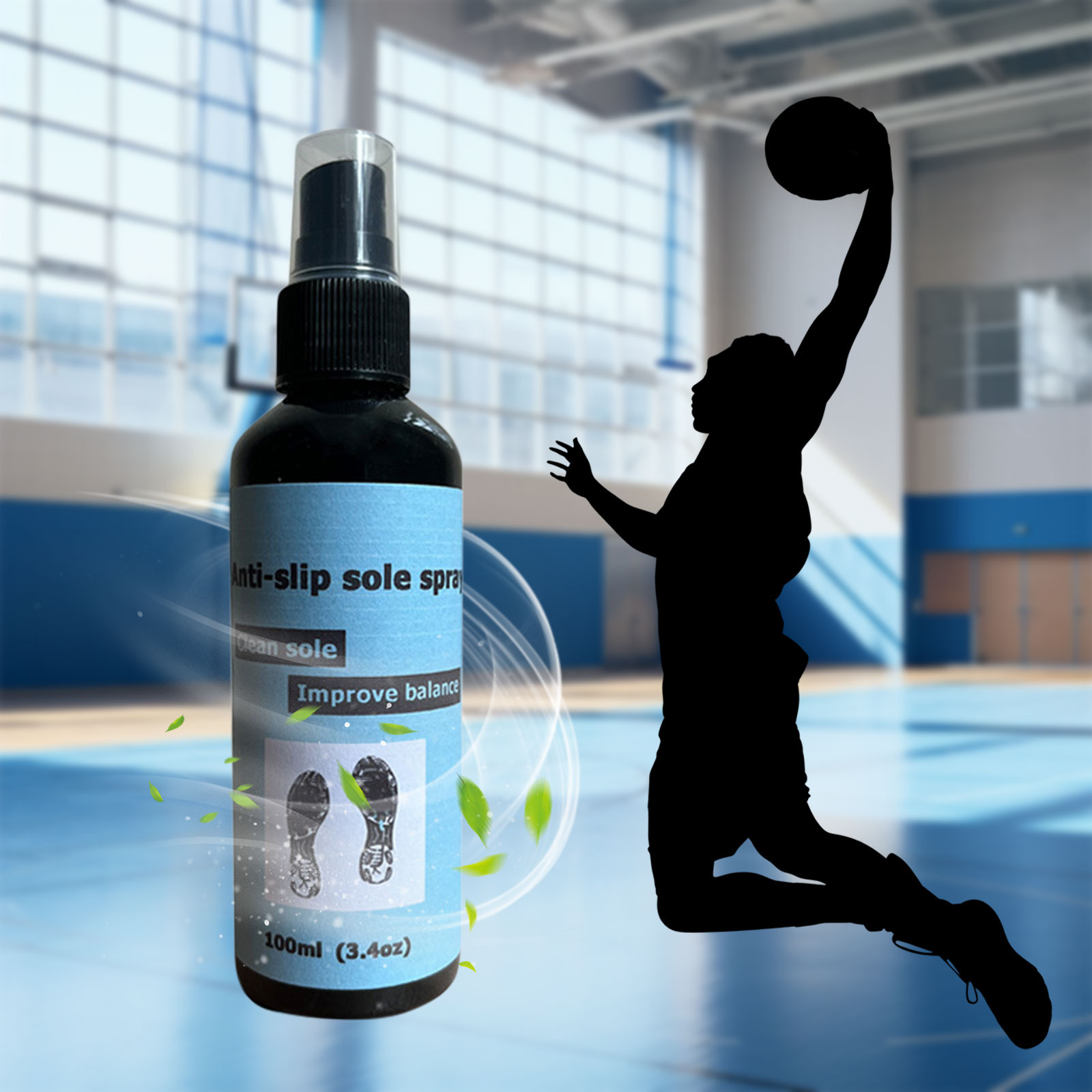 KCGYNP Basketball Shoe Grip Spray-100ml Non-Slip Sole Solution for Enhanced Traction and Stability on Indoor/Outdoor Courts,Cleans and Refreshes Shoes