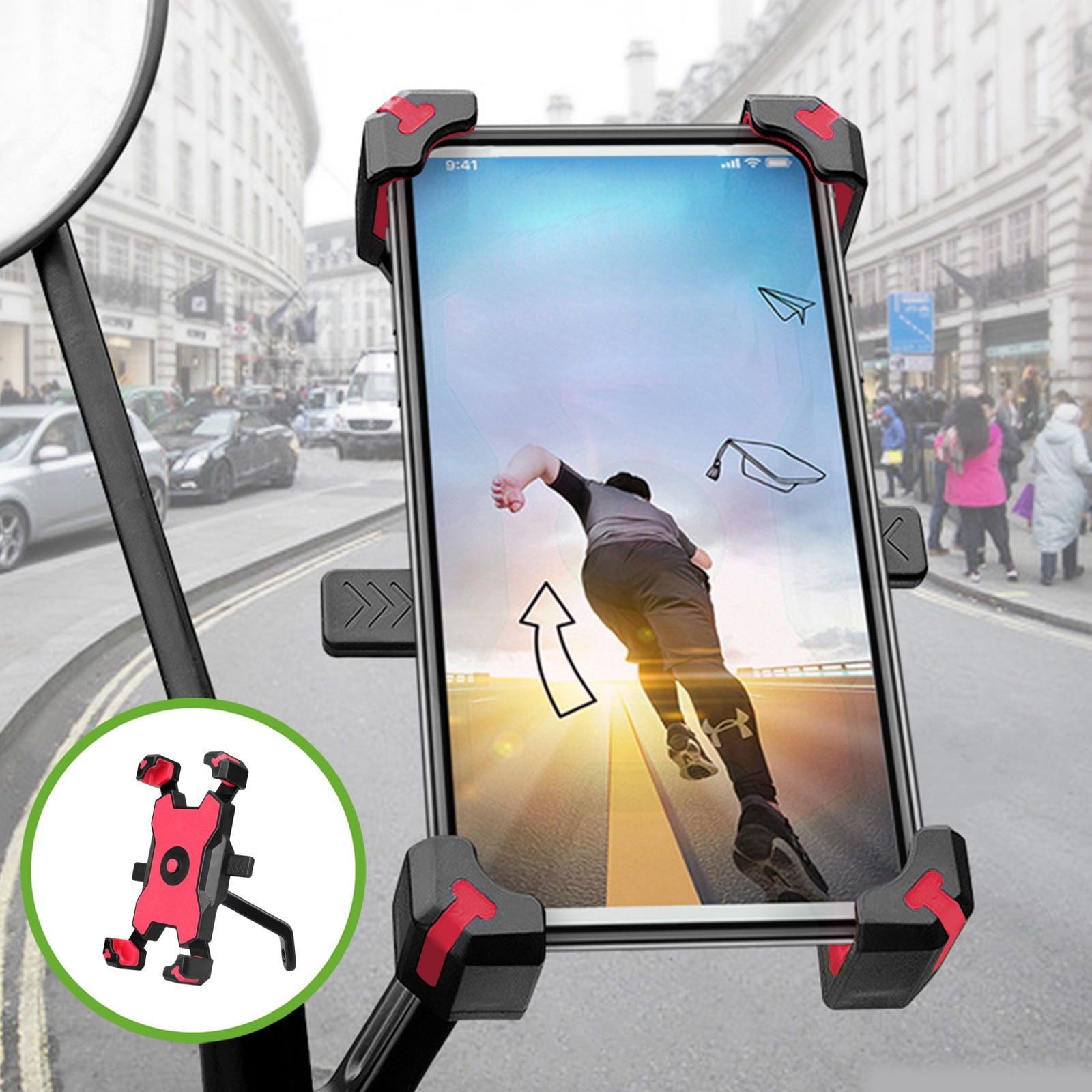 Kaishengyuan Motorcycle Phone Mount With Anti-Vibration & High-Speed Lock - Aluminum Handlebar Holder For 5.8"-7.2" Phones, Fits Motorcycle, ATV, Scooter (0.5"-1.26" Bars)