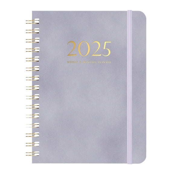KCGYNP Coil Planner 2025 Weekly Diary-A5 Soft Leather Cover,Thick 140gsm Paper,Elastic Strap,360° Page Turning,Eye Protection Design,Perfect for Study and Organization