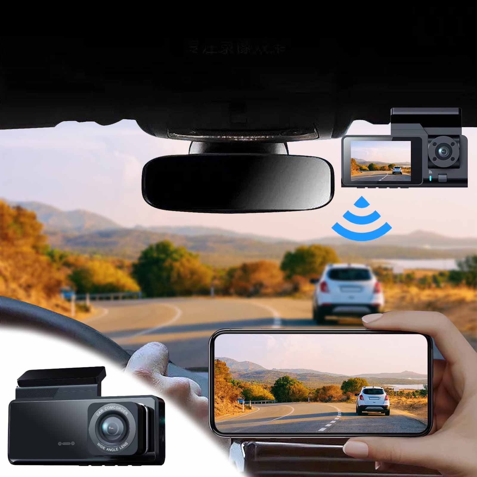 KCGYNP Dash Cam Front Inside Rear 2 Inch 1080P HD Screen Dash Camera