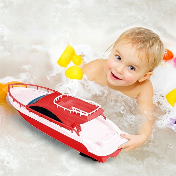 KCGYNP Electric Boat Toy,4.3x4.3x15.4 in Plastic Water Model,Simulation Speedboat,Swimming Pool Bath Play Without Remote