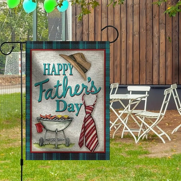 KCGYNP Father's Day Garden Flag Linen,Double Sided Printed,Decorative Welcome Flag,Courtyard Decor,Fade-Resistant,Elegant Taste,1-Flag Pack