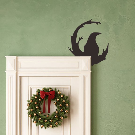 KCGYNP Halloween Door Decoration,Solid Wood Carved,7.5x6.5 Inch,Hollowout Craft,No Drill Installation Decor
