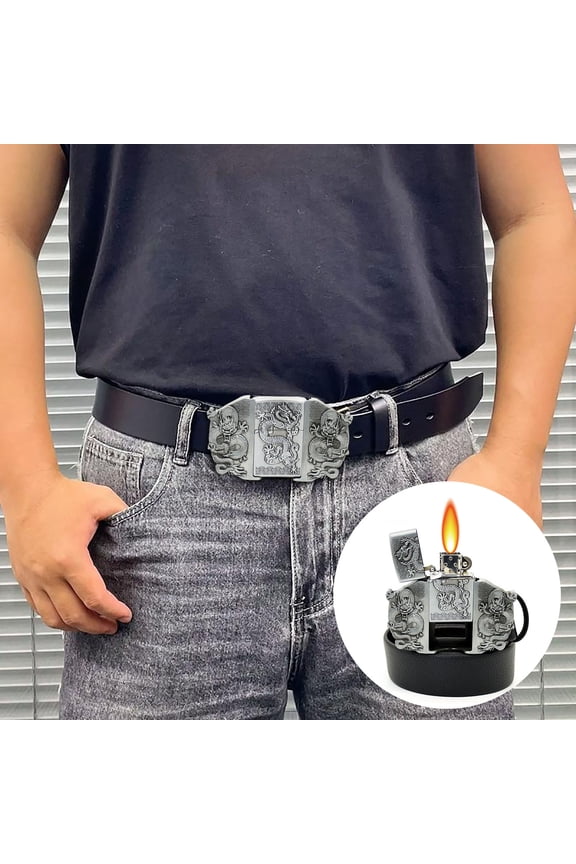 Lighter Belt Clearance,Fashion Accessory,Hip Hop Style-Alloy Personalized Belt with Built-in Lighter,Adjustable Strap for All Waist Sizes,Unique Gift Idea for Young Adults,Perfect for Casual