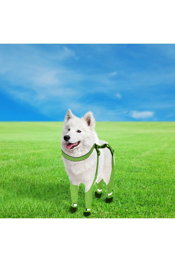 Non-Slip Dog Boots – Waterproof & Breathable, Anti-Slip Traction for Outdoor Hiking, All-Season Paw Protectors (Green, 31.5-36.6in)