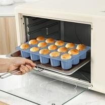 KCGYNP Silicone Cake Mold,11.6x6.8inch 15-Cup Baking Pan,230掳C Oven-Safe Non-Stick Tray,Food Grade Cupcake Maker