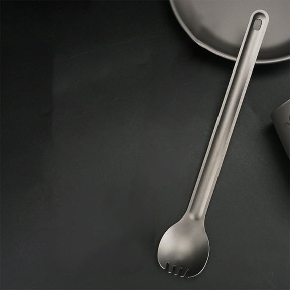 KCGYNP Titanium Camping Cutlery Set,Portable Spoon,Fork,Outdoor Utensil (Gray),8.58x1.57x0.59in,Lightweight Metal for Backpacking,Hiking,Travel