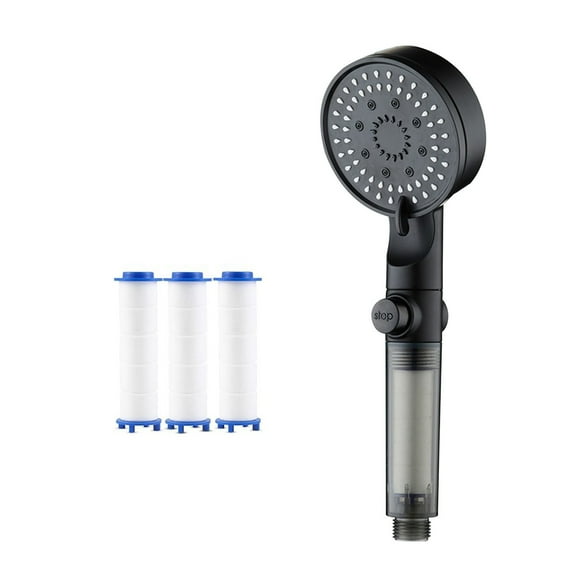 KCGYNP Turbo Shower Head 5-Speed Adjustable,with 3 Filter Cartridges High Pressure,Bathroom Spray Easy Install Upgrade