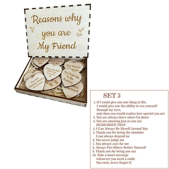 KCGYNP Why Are You My Friend Wooden Box and Heart Keepsake Gift-Romantic and Thoughtful Decoration for Wedding,Anniversary,Valentine's Day,Theme Party,Birthday Party