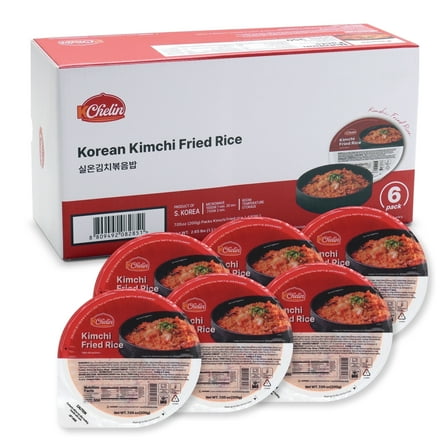 [KCHELIN] Microwaveable Kimchi Fried Rice (Pack of 6), Korean Food, Shelf- Stable, On- the- Go Meals, 7.05 oz per Bowl