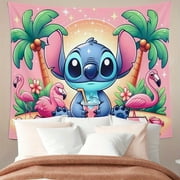 KCKTHDN Cartoon Stitch Design Tapestry Polyester Peach Skin Velvet Wall Hanging For Bedroom,Dorm,Party,Birthday,Valentine's,Halloween,Christmas,Thanksgiving Decor 60x80in