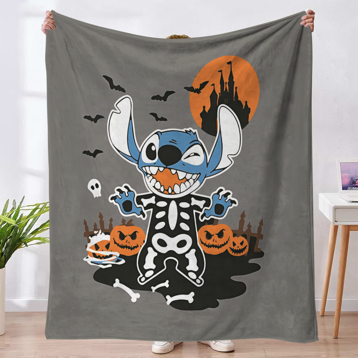 KCKTHDN Cute Lilo and Stitch Blanket Halloween Throw Blanket Anime
