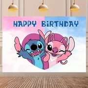 KCKTHDN Lilo & Stitch Tapestry Aesthetics Flag Wall Hanging Window Design for Bedroom College Dorm Living Room Decor Banner 60x50in