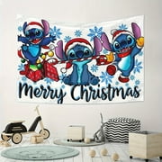 KCKTHDN Lilo & Stitch Tapestry Aesthetics Flag Wall Hanging Window Design for Bedroom College Dorm Living Room Decor Banner 60x50in