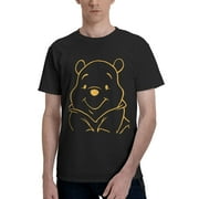 KCKTHDN Men's Shirts Winnie The Pooh T Shirts Classic Crew Neck Short Sleeve T-Shirt Print Tank Cute Summer Tops Holiday Vintage Tees Summer Clothes For Men Black S