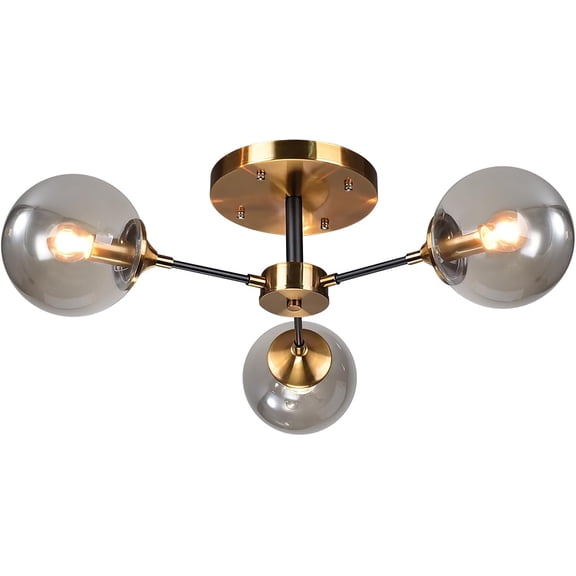 KCO Lighting 3-Light Modern Glass Globe Flush Mount Ceiling Light Vintage Farmhouse Close to Ceiling Light