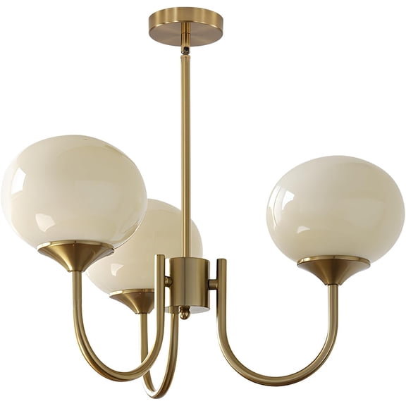 KCO Lighting 3 Light Yellow Glass Chandelier Gold Hanging Light Fixture Mid Century Modern Dining Room Chandelier