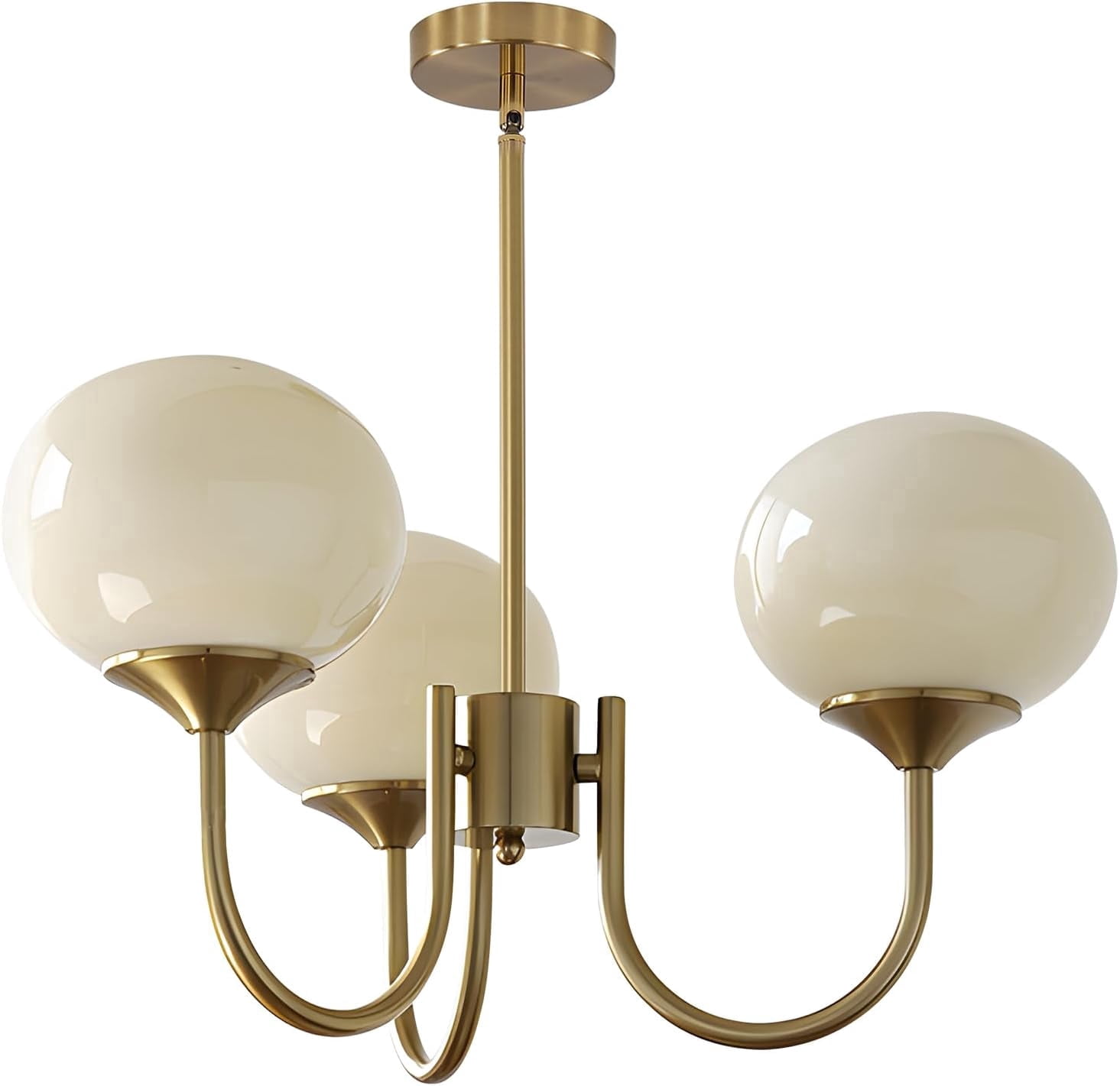 KCO Lighting 3 Light Yellow Glass Chandelier Gold Hanging Light Fixture Mid Century Modern Dining Room Chandelier