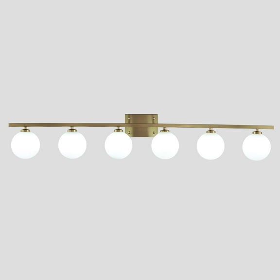 KCO Lighting 6 Lights White Glass Wall Sconces Modern Gold Bathroom Wall Lighting Brass Long Vanity Lights