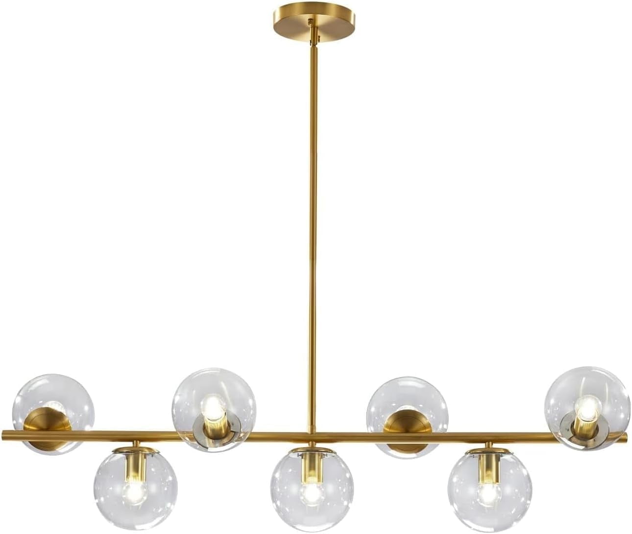 KCO Lighting 7-Light Clear Glass Globe Sputnik Chandelier, Mid Century Modern Pendant Light, Gold Chandeliers