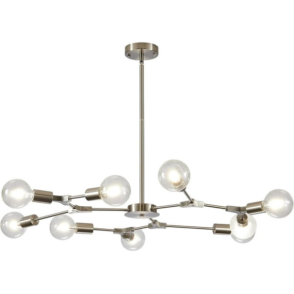 KCO Lighting 9-Light Nickel Sputnik Chandelier, Modern Silver Semi Flush Mount Ceiling Light