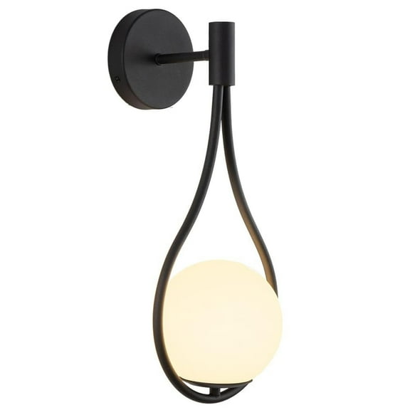 KCO Lighting Black Wall Mount Light Fixture Milk Glass Wall Sconce for Bathroom Living Room
