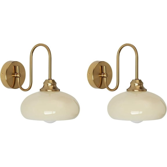 KCO Lighting Brass Gold Wall Sconces Set of 2 Mid Century Glass Wall Sconces Set of Two Modern Globe Wall Light Round Wall Light 2 Pack