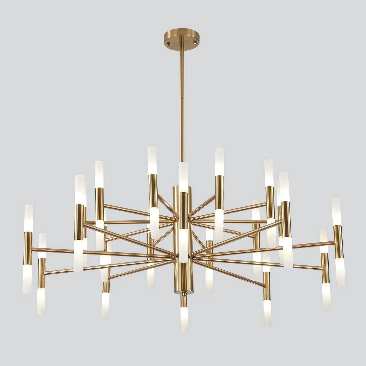 KCO Lighting Mid Century Modern Chandelier, Brass Gold Chandelier Light Fixture, Vintage Bedroom Sputnik Ceiling Light