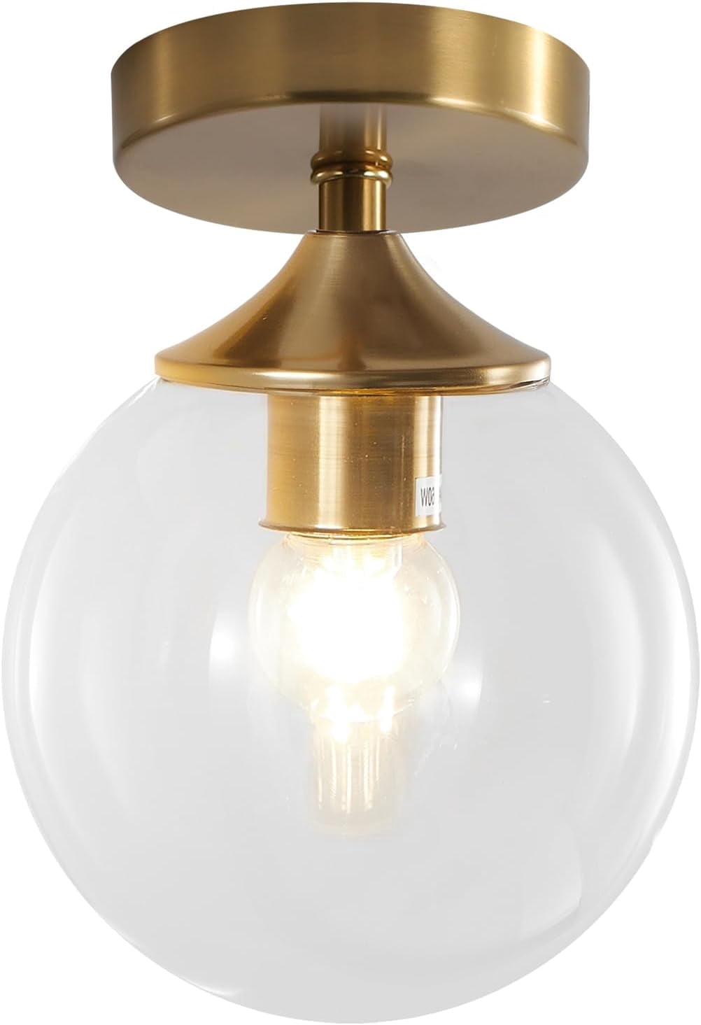 KCO Lighting Brushed Gold Flush Mount Ceiling Light, Bubble Glass Globe Ceiling Lamp, Mid Century Modern Bathroom Ceiling Light