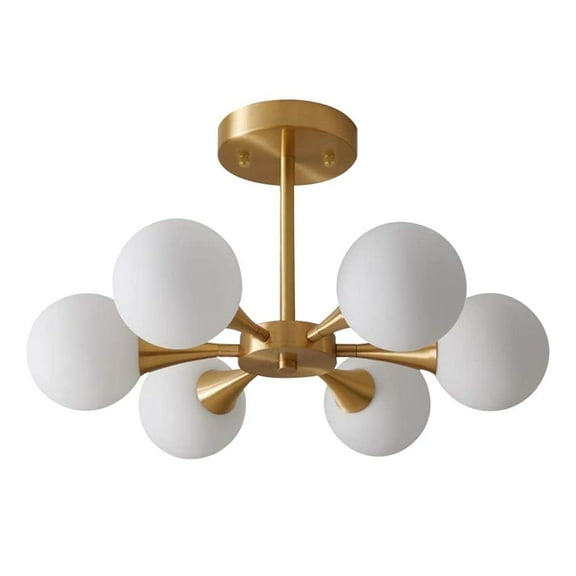 KCO Modern Chandelier Ceiling Light, Mid Century Brass LED Pendant for Foyer and Living Room Dining